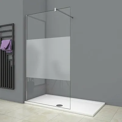 Paroi de douche cadre en alliage d'aluminium Chrome avec bande blanche W.120 x H.200 cm, S008M 1010101087