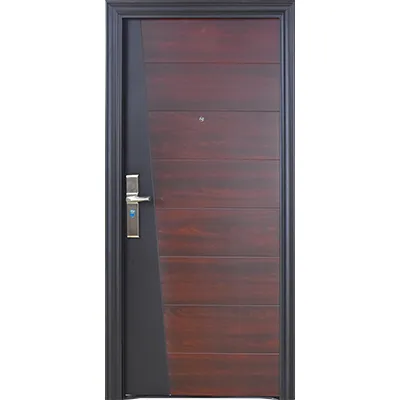 Porte metallique ouverture droite ext 2050x960 mm dark wallnut and black M275 U986342
