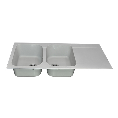 [ADE040] EVIER RESINE  DOUBLE BAC  STKN 2C1E GRIS PLATINIUM 11102005