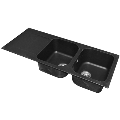 [ADE067] EVIER RESINE  DOUBLE BAC  STKN 2C1E NEGRO GRAFITO 11102006