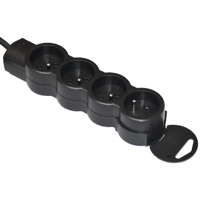 [EGUI401] RALLONGE MULTIPRISE 4X2P+T 3500W Max-230V~ 3X1mm² 1.5M FB NOIR 050207
