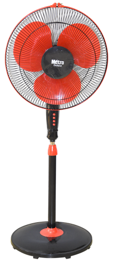 [ELH069] VENTILATEUR AVEC PIED 400MM METRO Model PEARL Coul  BLACK/ RED