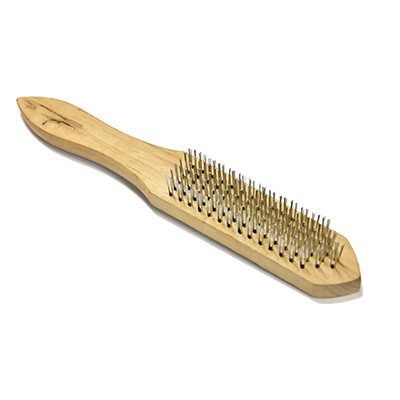 [QUG1031] BROSSE METALLIQUE MANCHE BOIS  6RANG 290x22mm Ref:2010808113
