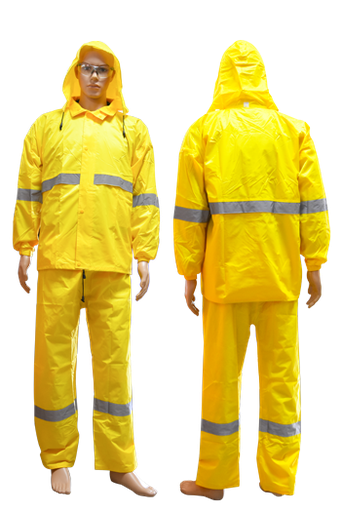 [QUG1587] IMPERMEABLE AVEC PANTALON JAUNE AVEC BANDE 190D TAILLE XL 2011211061