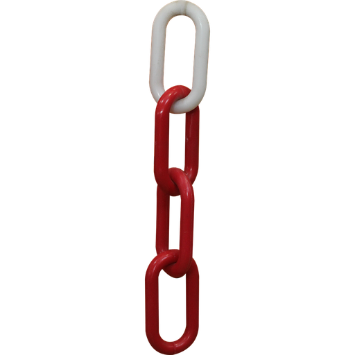 [QUG1873] CHAINE PLASTIQUE ROUGE/BLANC 10 mm x 25 m 2090802020