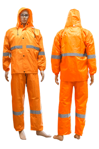 [QUS234] Impermeable avec pantalon orange avec bande 190D taille XL 2011211064