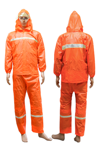 [QUS334] Impermeable avec pantalon orange avec bande taille L 2011211072