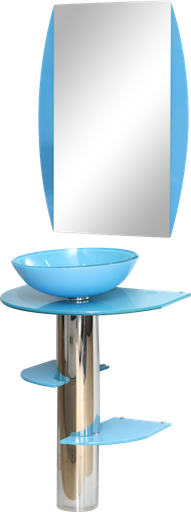 [SNL154] Lavabo en verre + miroir JH-2021 60x40x1.5cm blue
