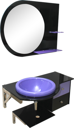 [SNL158] Lavabo en verre + miroir JH-2036 70x50x1.5cm purple