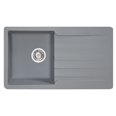 [ADE076] EVIER RESINE  SIERRA SIMPLE BAC 1C1E  GRIS PLATINIUM C/POLY 11191005