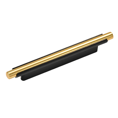 [QUE444] POIGNEE MEUBLE ALU  (6849) L.120 X ENTRAXE 96MM ANODISE LAITON ET NOIR BROSSE 1030906350