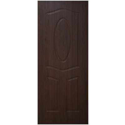 [POD137] PORTE MDF AVEC MOTIF EN PVC 2010x838x40MM 3 PANEL OVAL KDPVC02   DCF- RED WALNUT AVEC BAND 40KG -30