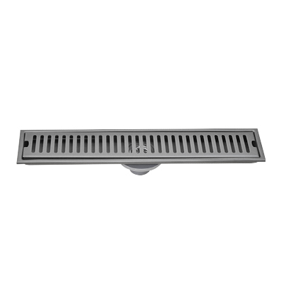 [SNA287] CANIVEAU DE DOUCHE RECTANGULAIR  SS304 L. 50 x W. 10 x H. 6 cm Ø50 mm. GRIS SIPHON HORIZONTAL  1010108014
