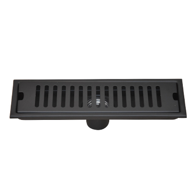 [SNA296] CANIVEAU DE DOUCHE RECTANGULAIR Ø50   L. 30 x W. 10 x H. 6 cm INOX SS304 BLACK  SIPHON HORIZONTAL  1010108023