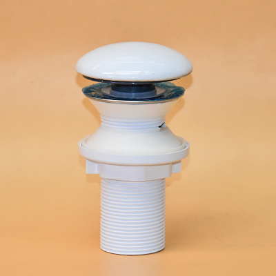 [SNA300] BONDES LAVABO POP-UP ELIXIR TETE CERAMIQUE BLANCHE CORPS BLANC AVEC TROP-PLEIN IZYAPI  220364