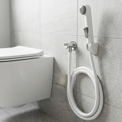 [RBT722] Douchette d'hygiene (WC) elixir (blanc-gris) - avec support et flexible PVC 1/2" 125cm - 21 0280 (IZP)