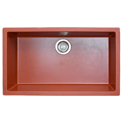 [ADC887] EVIER QUARTZ SIMPLE RECTANGULAIRE  30x18  BLOOD RED 17.60KG AVEC BOND ET FLEXIBLE