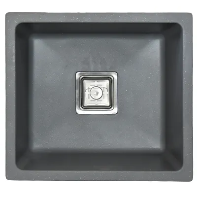 [ADC888] EVIER QUARTZ SIMPLE CARRE   16x18  MIDNIGHT GREY 7.30KG AVEC BOND ET FLEXIBLE