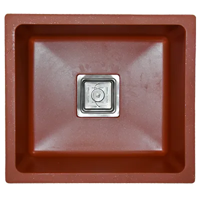 [ADC889] EVIER QUARTZ SIMPLE CARRE  16x18  BLOOD RED  8.70KG AVEC BOND ET FLEXIBLE