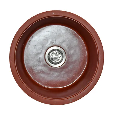[ADC893] EVIER QUARTZ SIMPLE ROND   18x18  BLOOD RED 8.30KG AVEC BOND ET FLEXIBLE