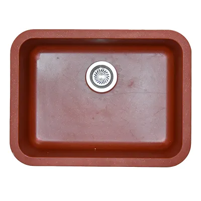 [ADC896] EVIER QUARTZ SIMPLE RECTANGLE  24x18   BLOOD RED  11.70KG AVEC BOND ET FLEXIBLE