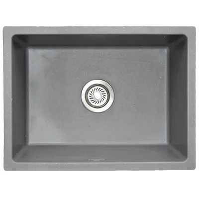 [ADC897] EVIER QUARTZ SIMPLE RECTANGLE  24x18x10 MIDNIGHT GREY  12.60KG AVEC BOND ET FLEXIBLE
