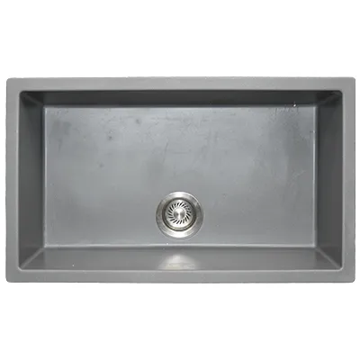 [ADC898] EVIER QUARTZ SIMPLE RECTANGLE  30x18  MIDNIGHT GREY 17.70KG AVEC BOND ET FLEXIBLE