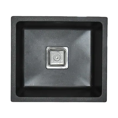 [ADC899] EVIER QUARTZ SIMPLE CARRE  16x18  GALAXY BLACK  7.10KG  AVEC BOND ET FLEXIBLE