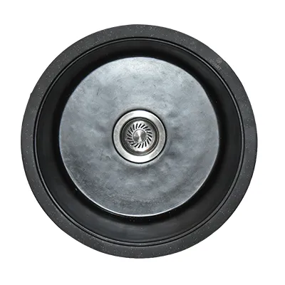 [ADC900] EVIER QUARTZ SIMPLE ROND  18x18  GALAXY BLACK  8.40KG AVEC BOND ET FLEXIBLE