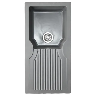 [ADC904] EVIER QUARTZ SIMPLE  36x18   MIDNIGHT GREY 19.30KG AVEC BOND ET FLEXIBLE R