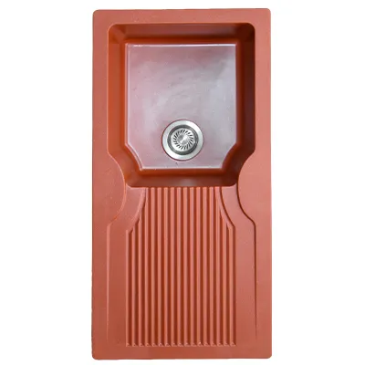 [ADC905] EVIER QUARTZ SIMPLE  36x18 ROUND  BLOOD RED  19.40KG AVEC BOND ET FLEXIBLE UE (R)