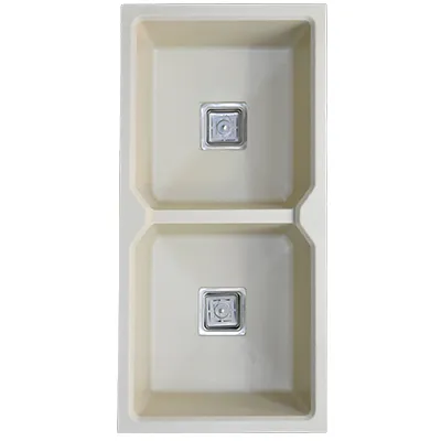 [ADC907] EVIER QUARTZ DOUBLE RECTANGLE 37x18 GOLDEN IVORY 22.40KG DOUBLE
