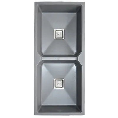 [ADC909] EVIER QUARTZ DOUBLE 45x20cm  MIDNIGHT GREY 27.40kg AVEC BOND ET FLEXIBLE