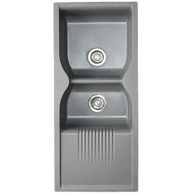 [ADC912] EVIER QUARTZ DOUBLE  45x19.5  MIDNIGHT GREY  20.80KG AVEC BOND ET FLEXIBLE