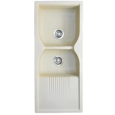 [ADC914] EVIER QUARTZ DOUBLE  45x19.5  GOLDEN IVORY  22.50KG AVEC BOND ET FLEXIBLE