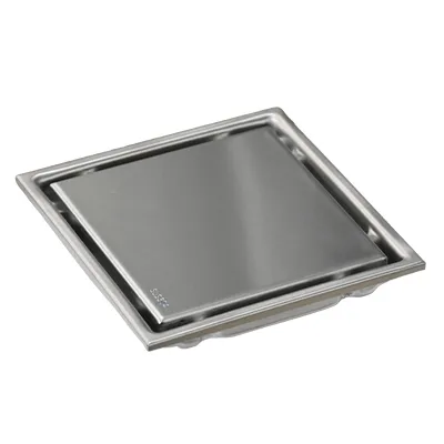 [SNA346] SIPHON DE SOL CARREE INVISIBLE L. 15 X L. 15 CM, SORTIE VERTICALE Ø42 MM BROSSE  INOX SS304 1010108031
