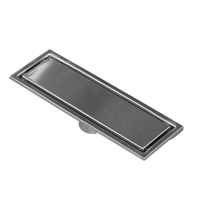 [SNA349] CANIVEAU DE DOUCHE INVISIBLE  RECTANGULAIRE  L. 30 X L. 10 CM, SORTIE VERTICALE Ø50 MM BROSSE  INOX SS304 1010108034