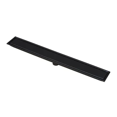 [SNA363] CANIVEAU DE DOUCHE INVISIBLE  RECTANGULAIRE  L. 90 X L. 10 CM, SORTIE VERTICALE Ø42 MM NOIR  INOX SS304 1010108049