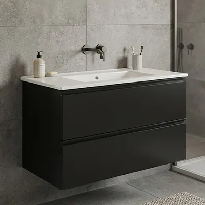 [SNE088] LAVABO MEUBLE CAJ NEGRO CERA  TIR 80CM 11434+2171 SANS MIROIR (RANDAL)