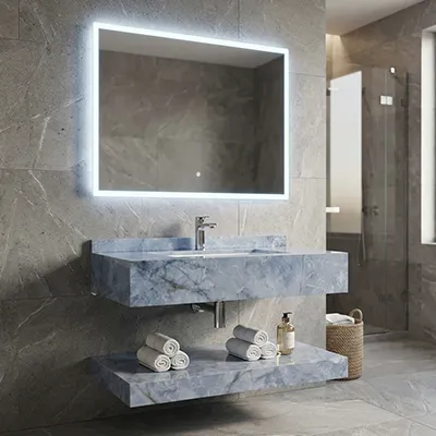 [SNL690] Lavabo meuble simple vasque + miroir a eclairage LED 80x50CM avec vis de fixation mural JH-23136