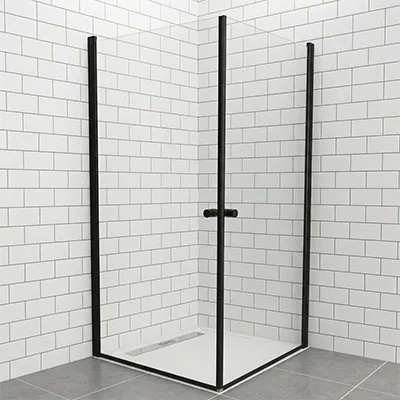 [SNC269] Cabine de douche carree cadre en alliage d'aluminium noir double pivot L 100 x W 100 x H 185cm 1010101096
