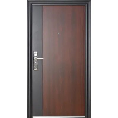 [POM395] Porte metallique ouverture droite ext 2050x960 mm dark wallnut and black M001 U986346